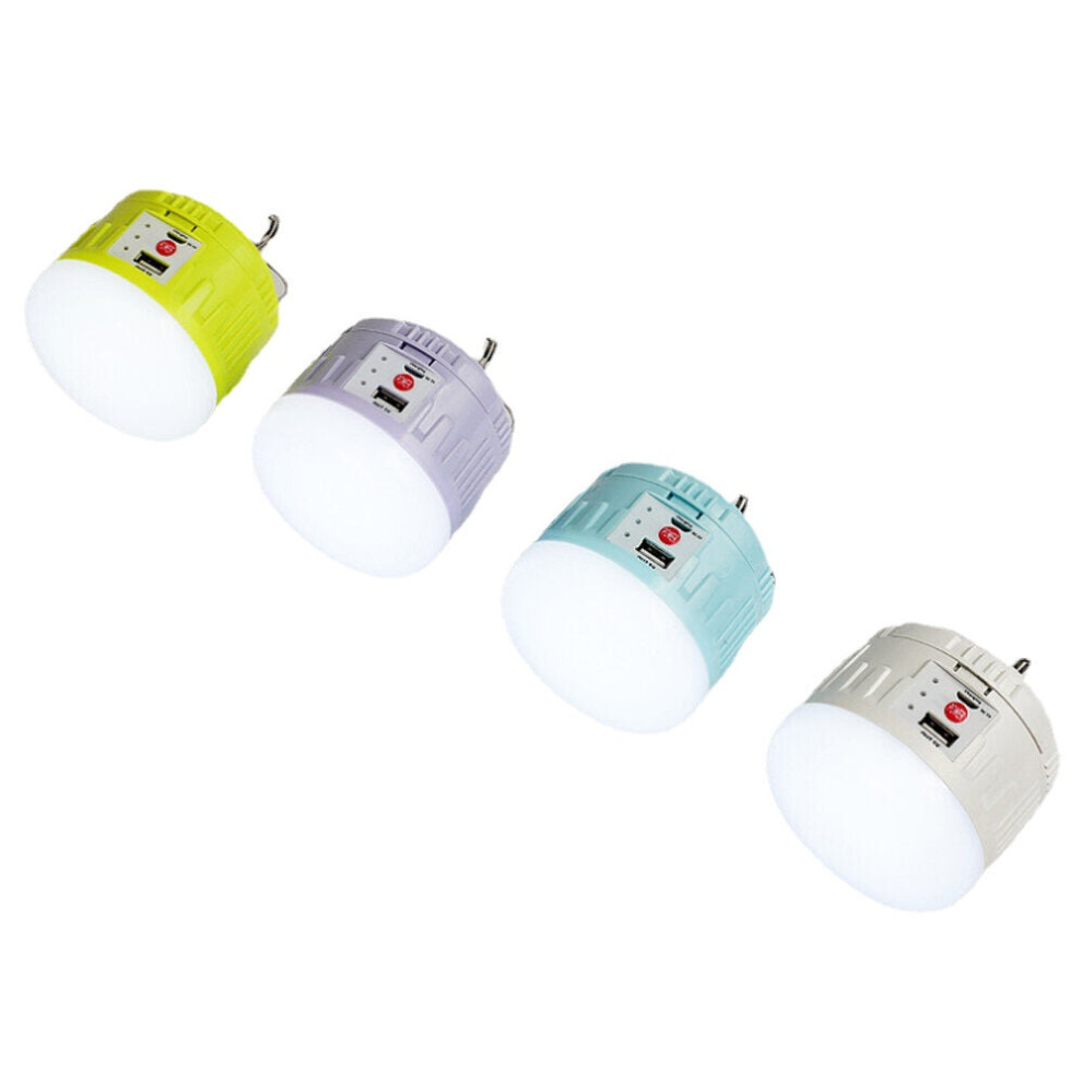 (Green) 50W 10000K Solar LED Camping Light USB Rechargeable 4 Modes Adjustable Hanging Tent Lamp Power Bank