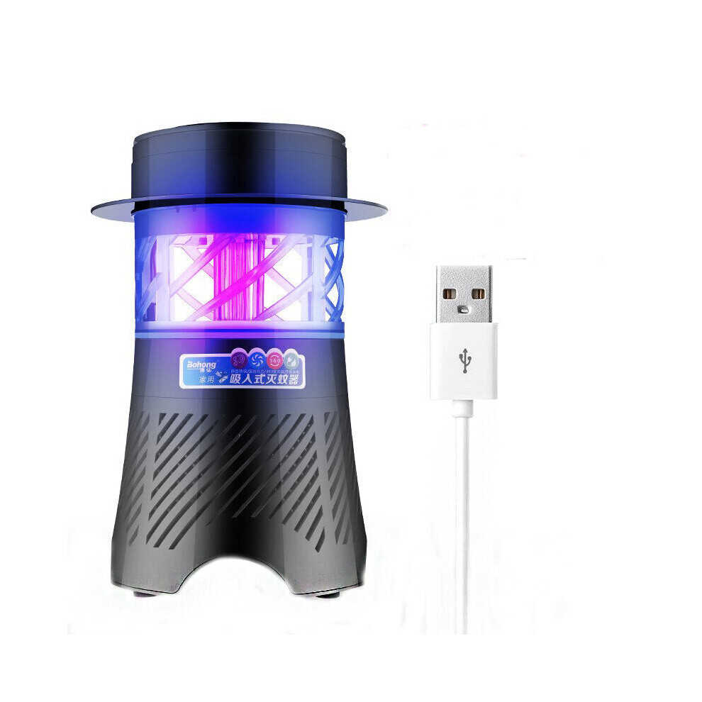 (Black) 3W Electronic Mosquito Killer Lamp USB Insect Killer Lamp Bulb Pest Trap Light For Camping