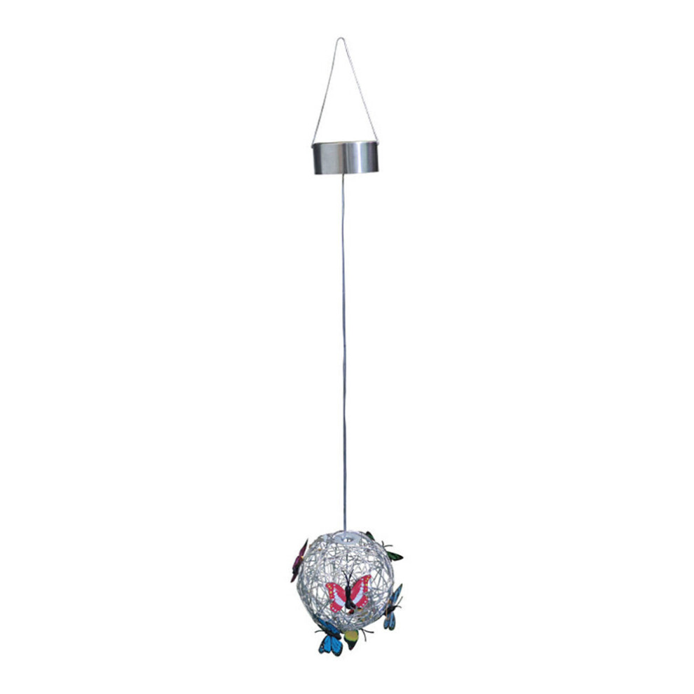 20*Leds Solar Spherical Chandelier With Butterfly Decoration Outdoor camping Light Smart Sensor Light Suitable For Patio Lawn Camping