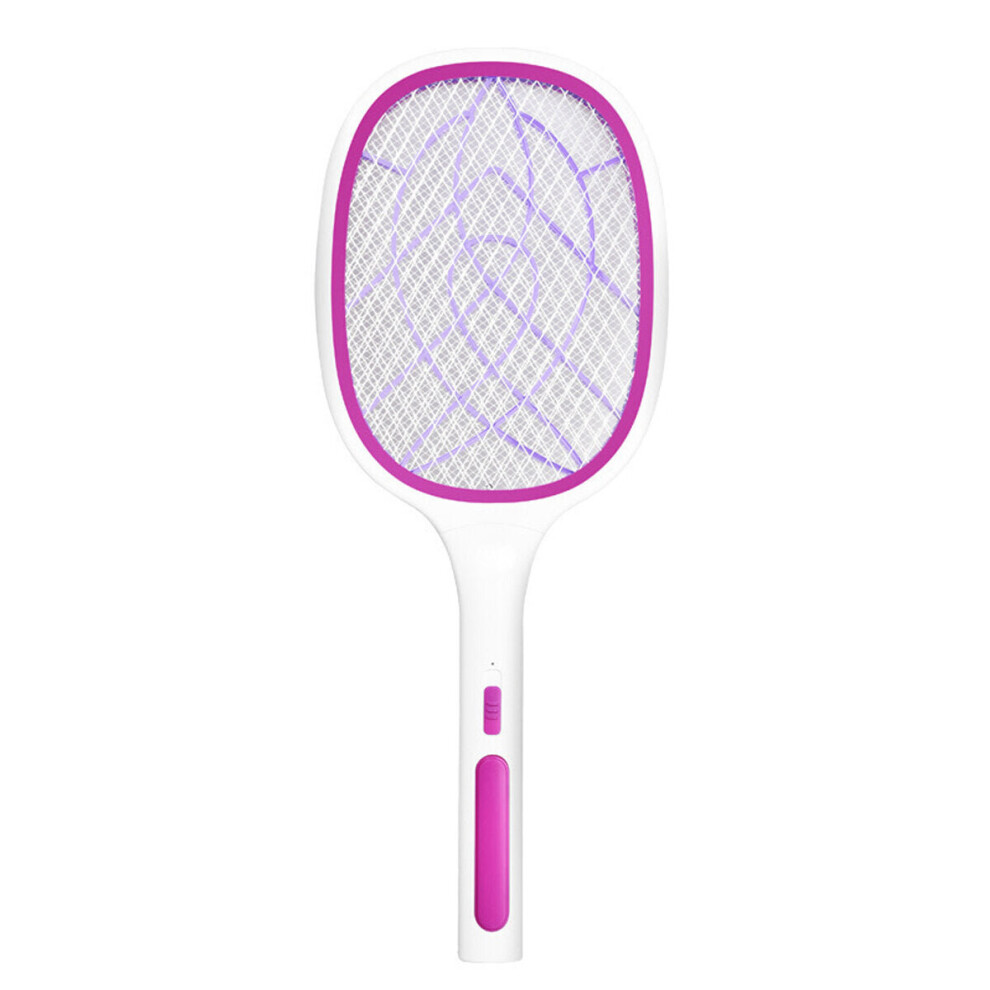 (Pink) 10/6LED Electric Flies Mosquito Swatter 3000V Anti Mosquito Fly Bug Zapper Racket Rechargeable Summer Trap Flies