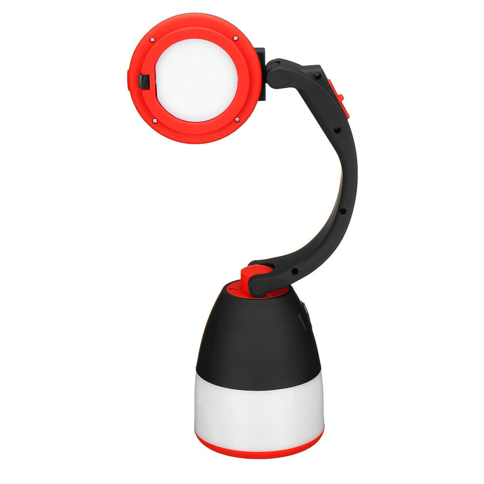 (Red) 3-in-1 Flashlight 5W Desk Lamp 180 Adjustable Reading Light 3 Modes USB Rechargeable Camping Light with Power Bank Function-image-OPC-PBV9BFG-NEW