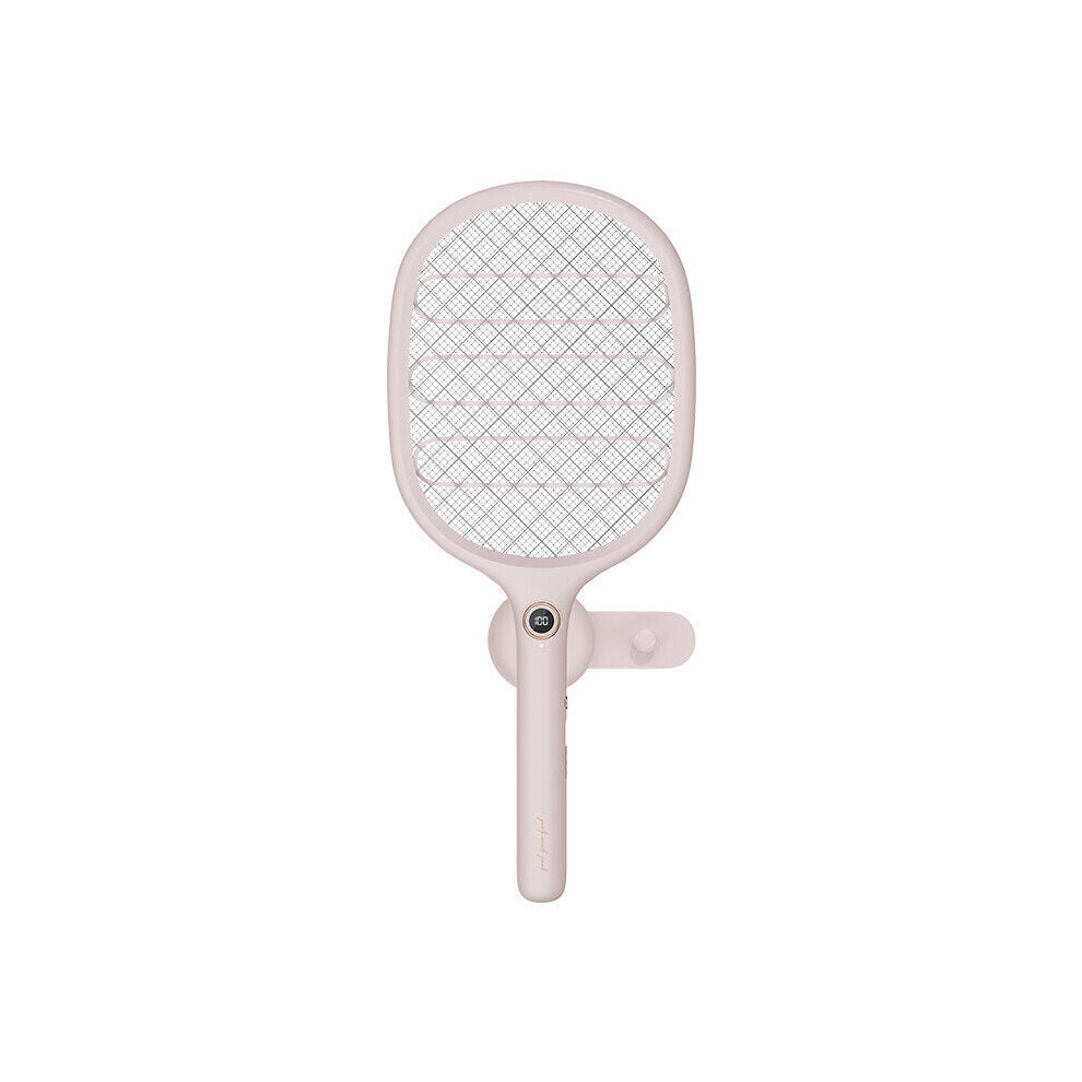 (Pink) 2-in-1 Electric Fly Mosquito Swatter 1800mAh USB/Magnetic Rechargeable 3-Layer Safety Mesh Bug Zapper Racket LED Night Light Camping Travel