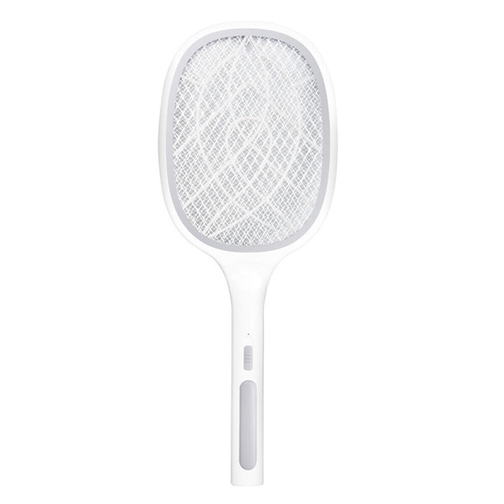 (Grey) 10/6LED Electric Flies Mosquito Swatter 3000V Anti Mosquito Fly Bug Zapper Racket Rechargeable Summer Trap Flies