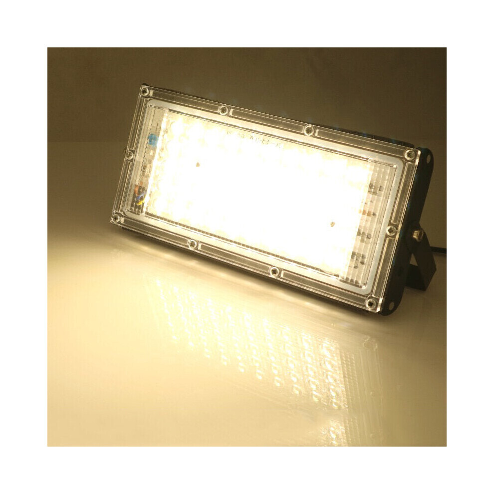 (Warm white light) 50W RGB LED Flood Light AC 220V 230V 240V Outdoor Floodlight Spotlight IP65 Waterproof LED Street Lamp Landscape Lighting