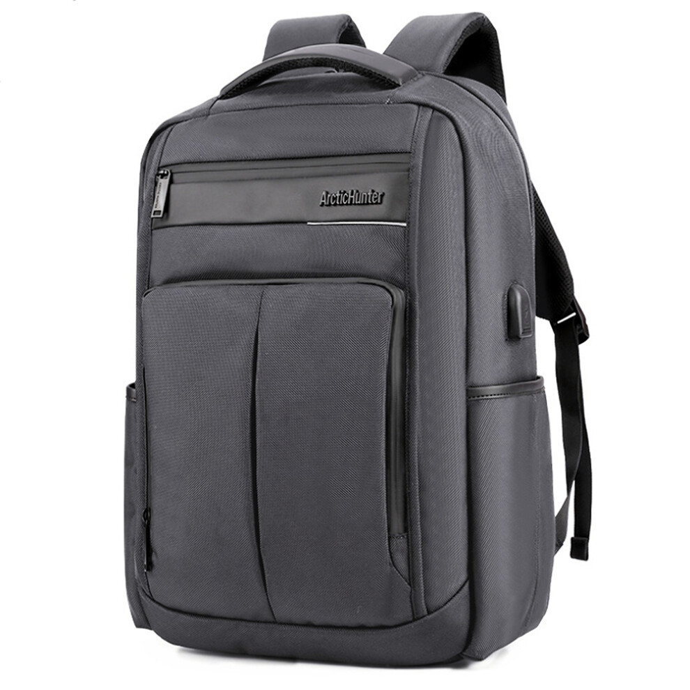 (Grey) 18 Inch Backpack USB Charging Laptop Bag Mens Shoulder Bag Business Casual Travel Schoolbag