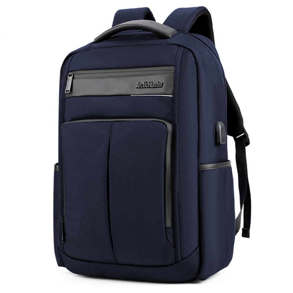 (Blue) 18 Inch Backpack USB Charging Laptop Bag Mens Shoulder Bag Business Casual Travel Schoolbag