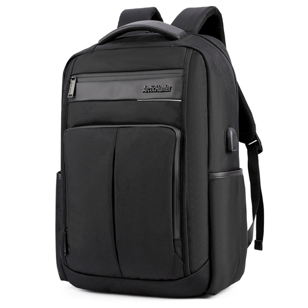 (Black) 18 Inch Backpack USB Charging Laptop Bag Mens Shoulder Bag Business Casual Travel Schoolbag