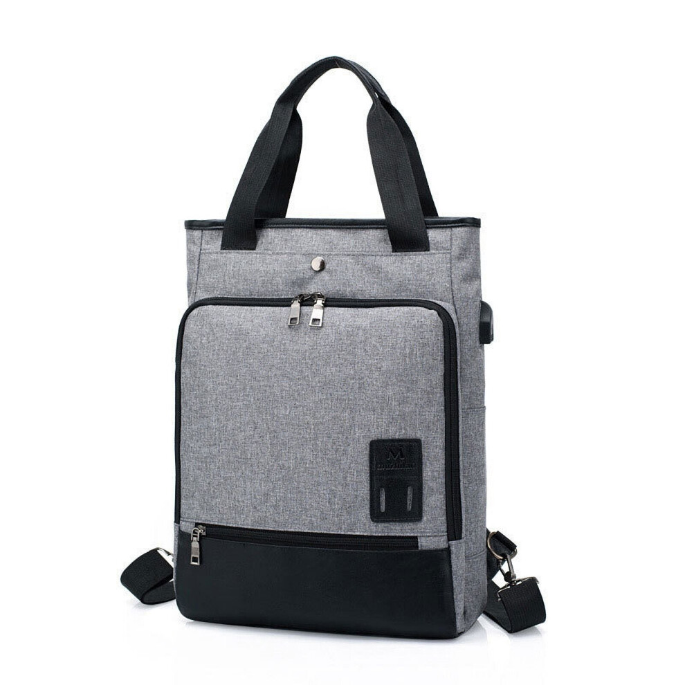 (Grey) 35L Large Capacity Backpack USB Charging Fashion Outdoors Travel Laptop Bag