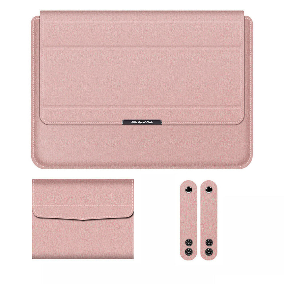 (Rose Gold, 15 inch) 13/14/15 inch Laptop Sleeve Bag PU Leather Case Laptop Stand Keyboard Hand Rest Laptop Inner Case Notebook Case for MacBook