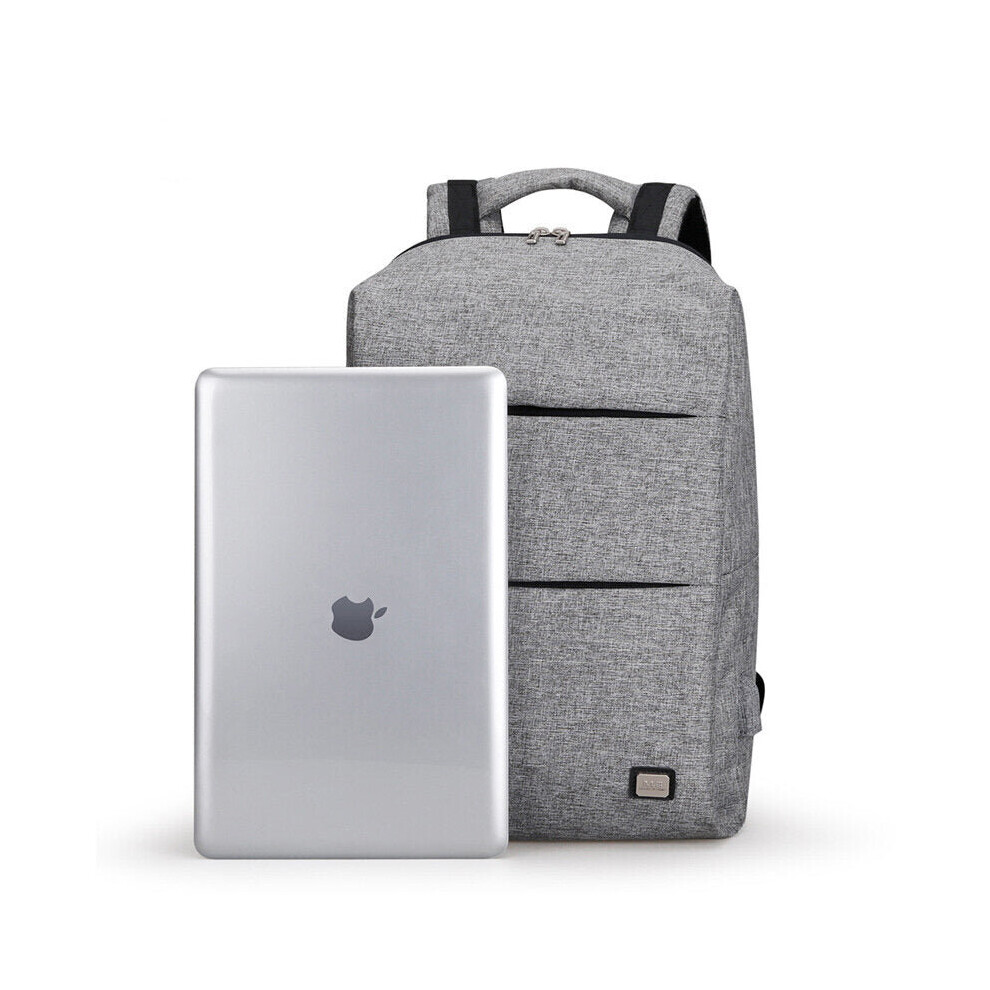 (Gray) 15.6 Inches Laptop Backpack USB Charging Waterproof Traveling Business Bag