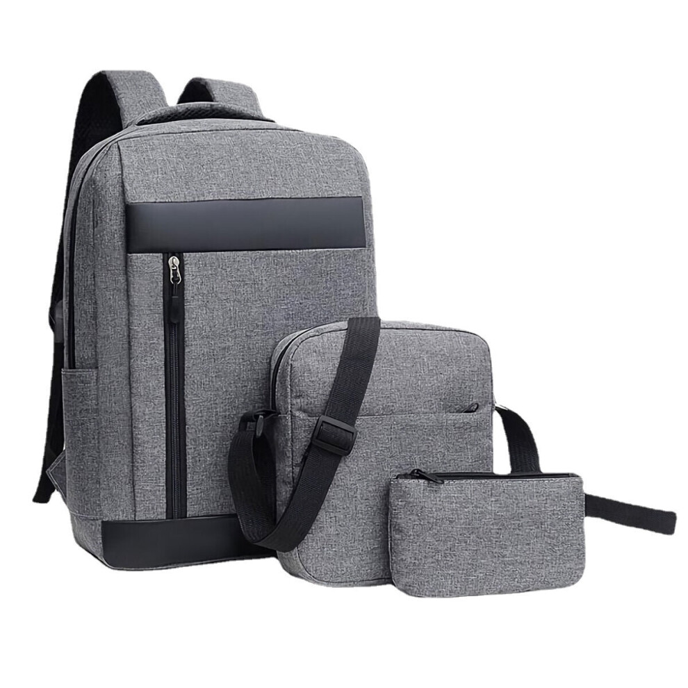 (Light Grey) 3Pcs Men Backpack Set USB Charging Laptop Bag Multifunctional Casual Travel Backpack Men Women School Bag Backpacks