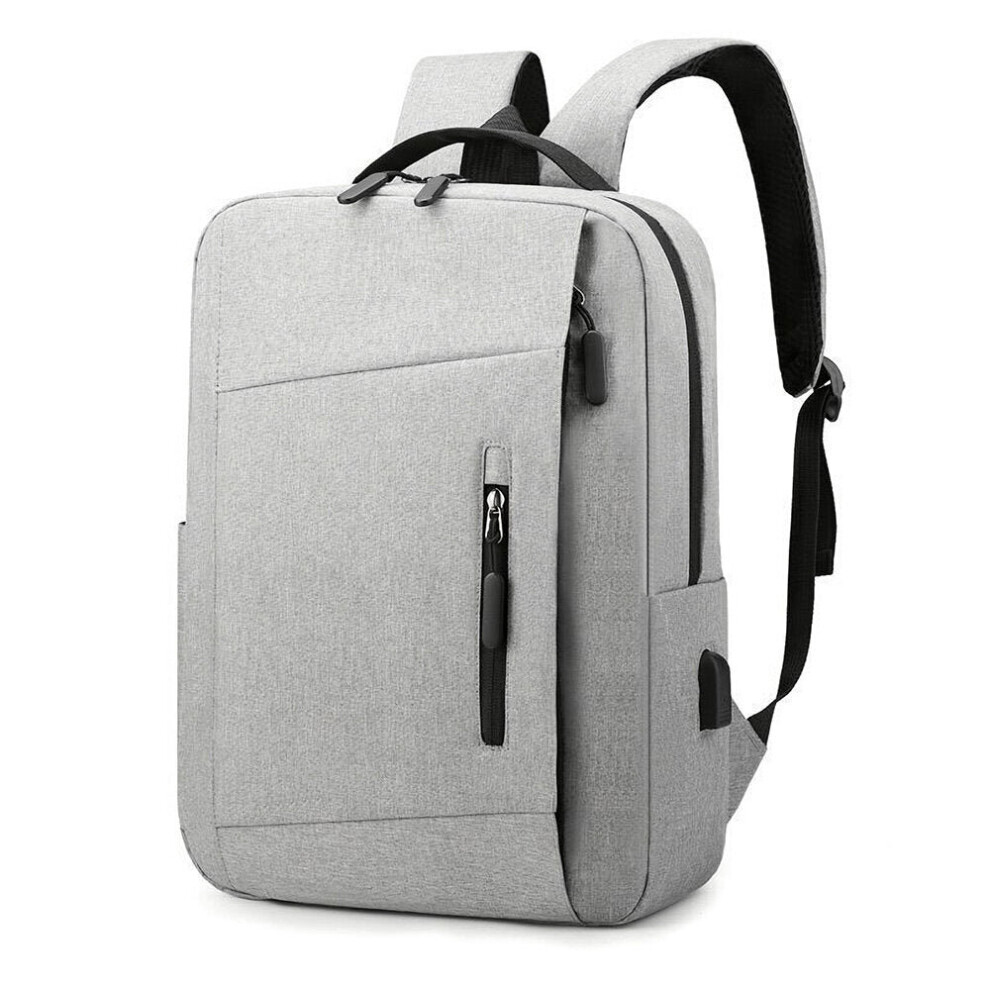 (Grey) 16 inch Leisure Backpack Laptop Bag Male Outdoors Travel Shoulders Storage Bag with USB Charging Schoolbag