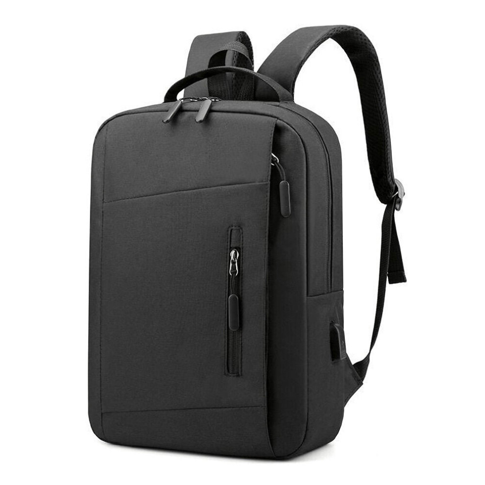 (Black) 16 inch Leisure Backpack Laptop Bag Male Outdoors Travel Shoulders Storage Bag with USB Charging Schoolbag