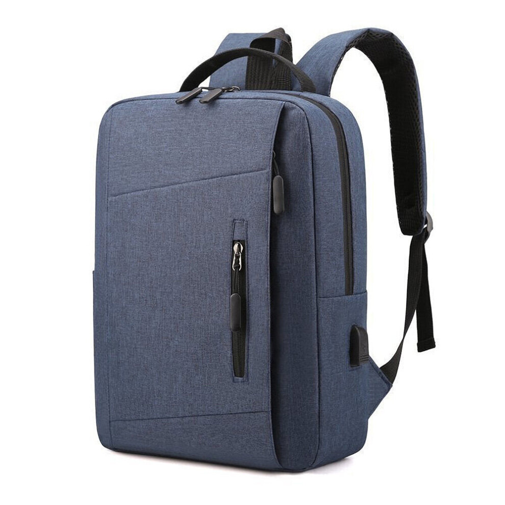 (Blue) 16 inch Leisure Backpack Laptop Bag Male Outdoors Travel Shoulders Storage Bag with USB Charging Schoolbag