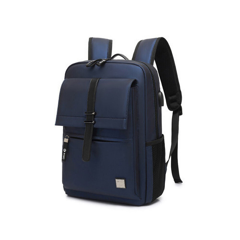 (Blue) 15.6 Inch Large Capacity Backpack Outdoor Waterproof Business Laptop Bag