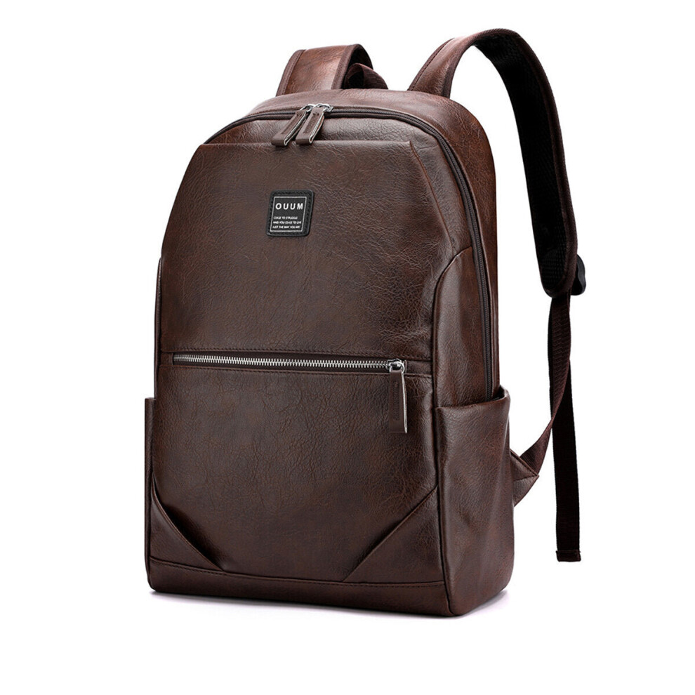 (Dark Brown) 15.6 Inch Zipper PU Laptop Bag Business Travel Portable Men's Briefcases Messenger Documents Handbags