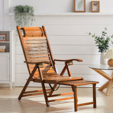 Bamboo Foldable Indoor and Outdoor Recliner Lounge Chair with Footrest