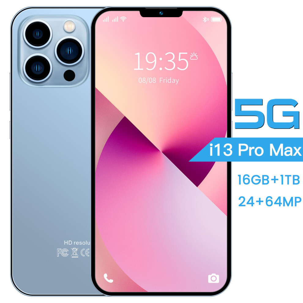 (Blue, 12Gb+512Gb) Unlocked i13 Pro Max Smartphone 