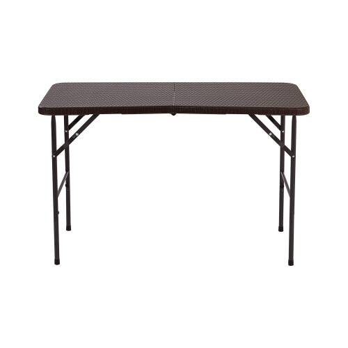 Living And Home (Brown) Rectangular Rattan Plastic Folding Table 2