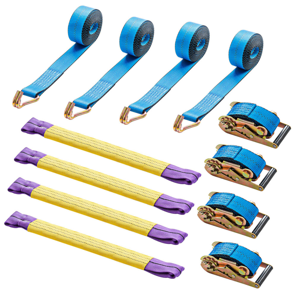 4 Set Recovery Ratchet Wheel Trailer Tie Down Sling Set