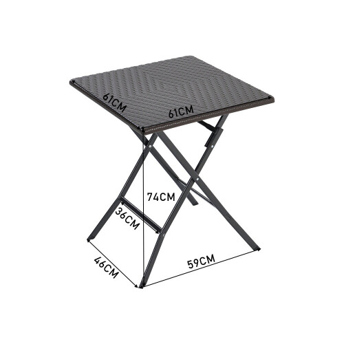 Living And Home (Black) Square Rattan Folding Outdoor Bistro Table 1