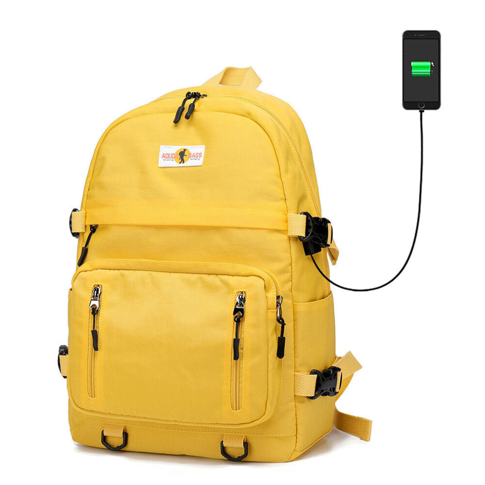 (Yellow) 18-inch Backpacks Laptop Bag USB Charging Women Female School Bag Travel Bagpack for Teenagers Girls 5013
