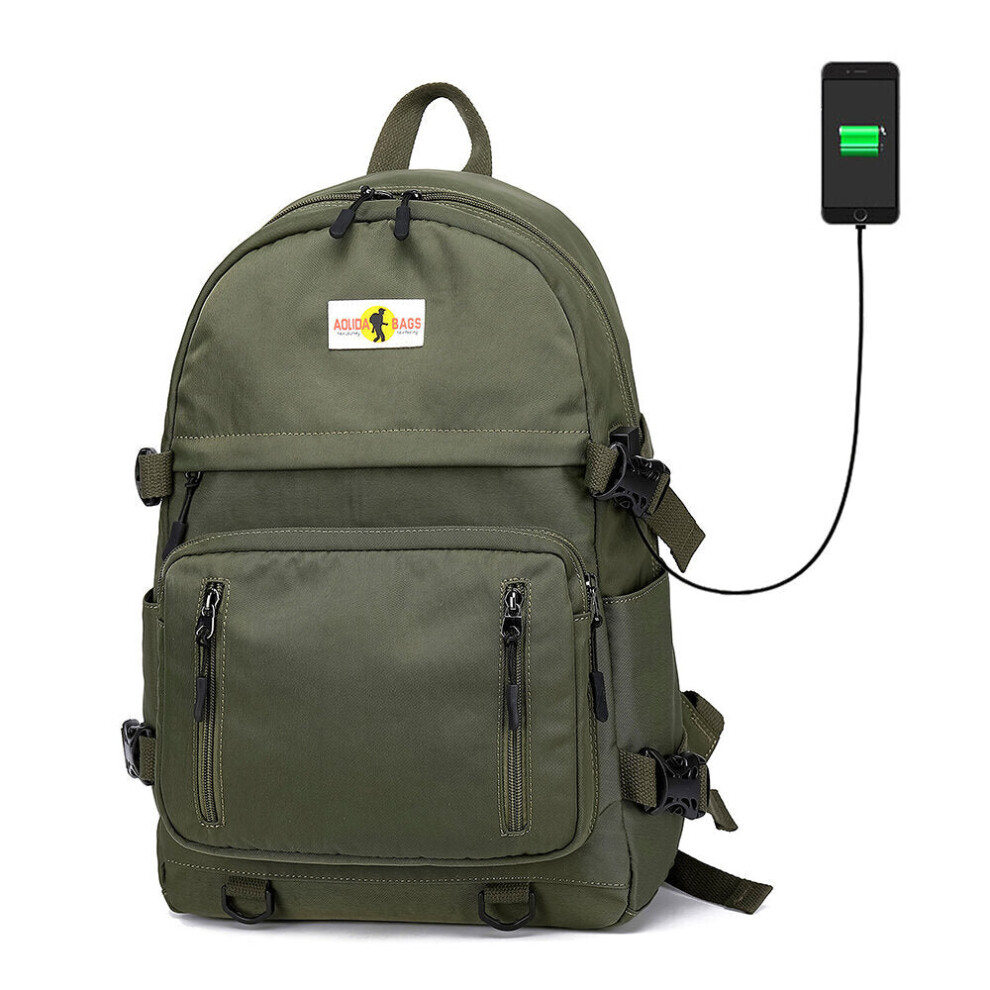 (Green) 18-inch Backpacks Laptop Bag USB Charging Women Female School Bag Travel Bagpack for Teenagers Girls 5013