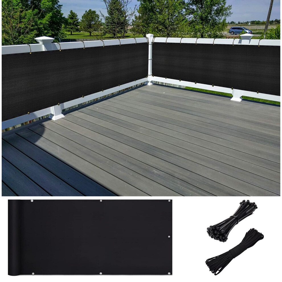 (0.75 x 3m) Black Garden Balcony Privacy Screen