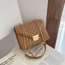 (Kahki) Womens Quilted Chain Strap Cross body Bag Ladies Party Shoulder Handbag UK