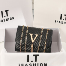 (Black A) Womens Quilted Chain Strap Cross body Bag Ladies Party Shoulder Handbag UK