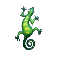 (Green) Gecko Metal Wall Decor Colourful Lizard Hanging Craft Home Garden Ornament Fence