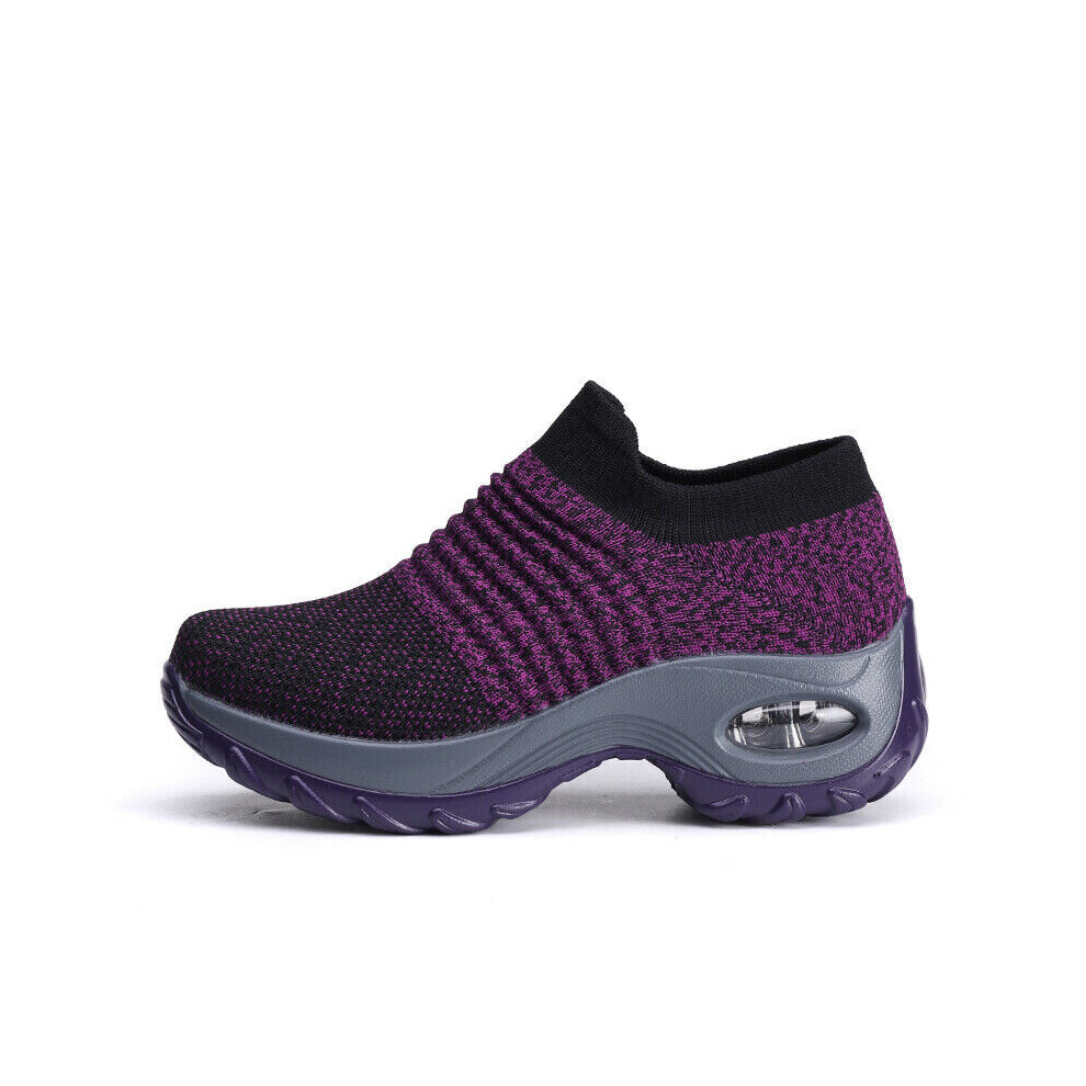 (Purple, 38=UK/AU4.5=US7) Women Slip on Orthopedic Shoes Trainers Running Jogging Ladies Sports Sneakers