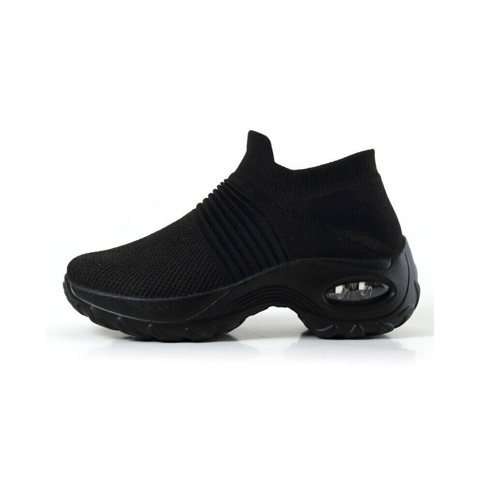 (Black, 41=UK/AU7=US9.5) Women Slip on Orthopedic Shoes Trainers Running Jogging Ladies Sports Sneakers