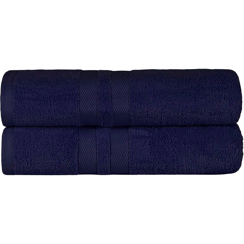 (Blue) Pack of 2 Large Jumbo Bath Sheet Towels 100% Egyptian Cotton Big Bath Sheets Quick dry & Absorbent