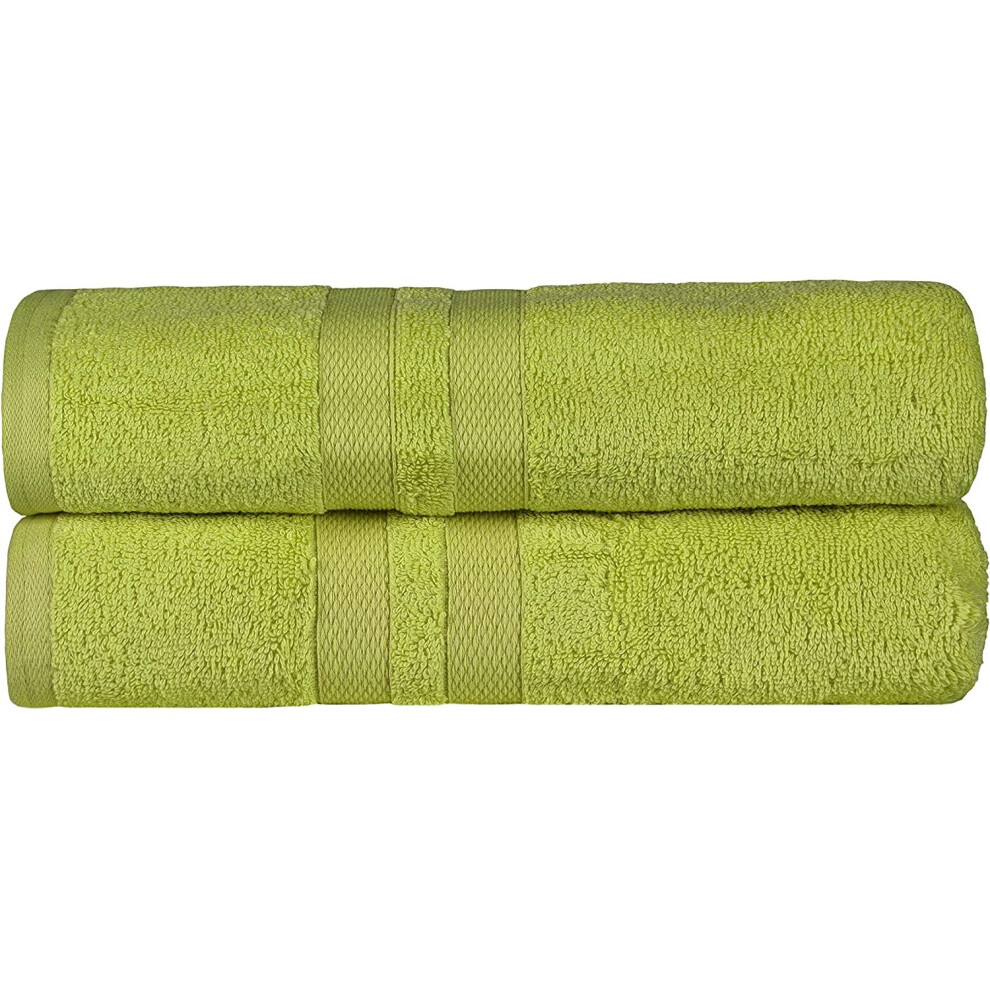 (Lime Green) Pack of 2 Large Jumbo Bath Sheet Towels 100% Egyptian Cotton Big Bath Sheets Quick dry & Absorbent