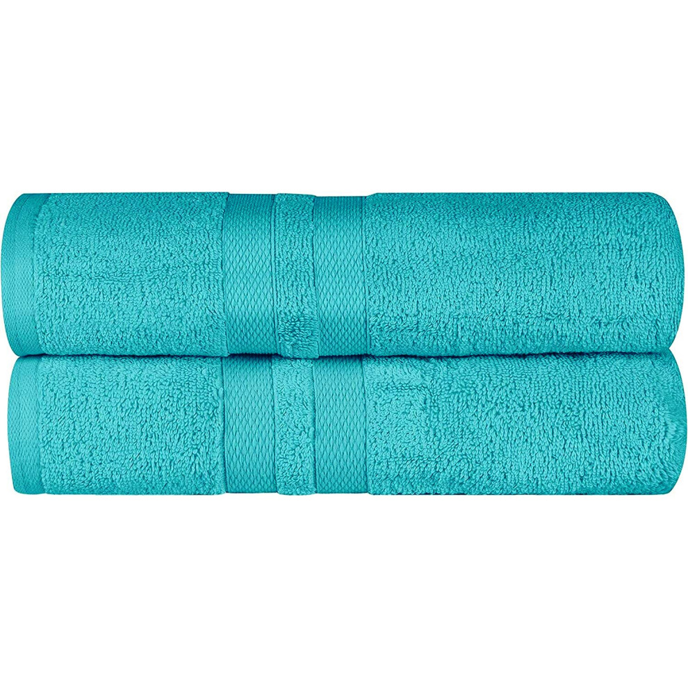 (Teal) Pack of 2 Large Jumbo Bath Sheet Towels 100% Egyptian Cotton Big Bath Sheets Quick dry & Absorbent