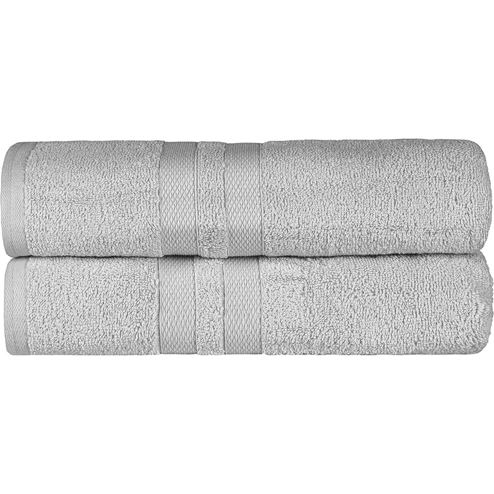 (Silver) Pack of 2 Large Jumbo Bath Sheet Towels 100% Egyptian Cotton Big Bath Sheets Quick dry & Absorbent