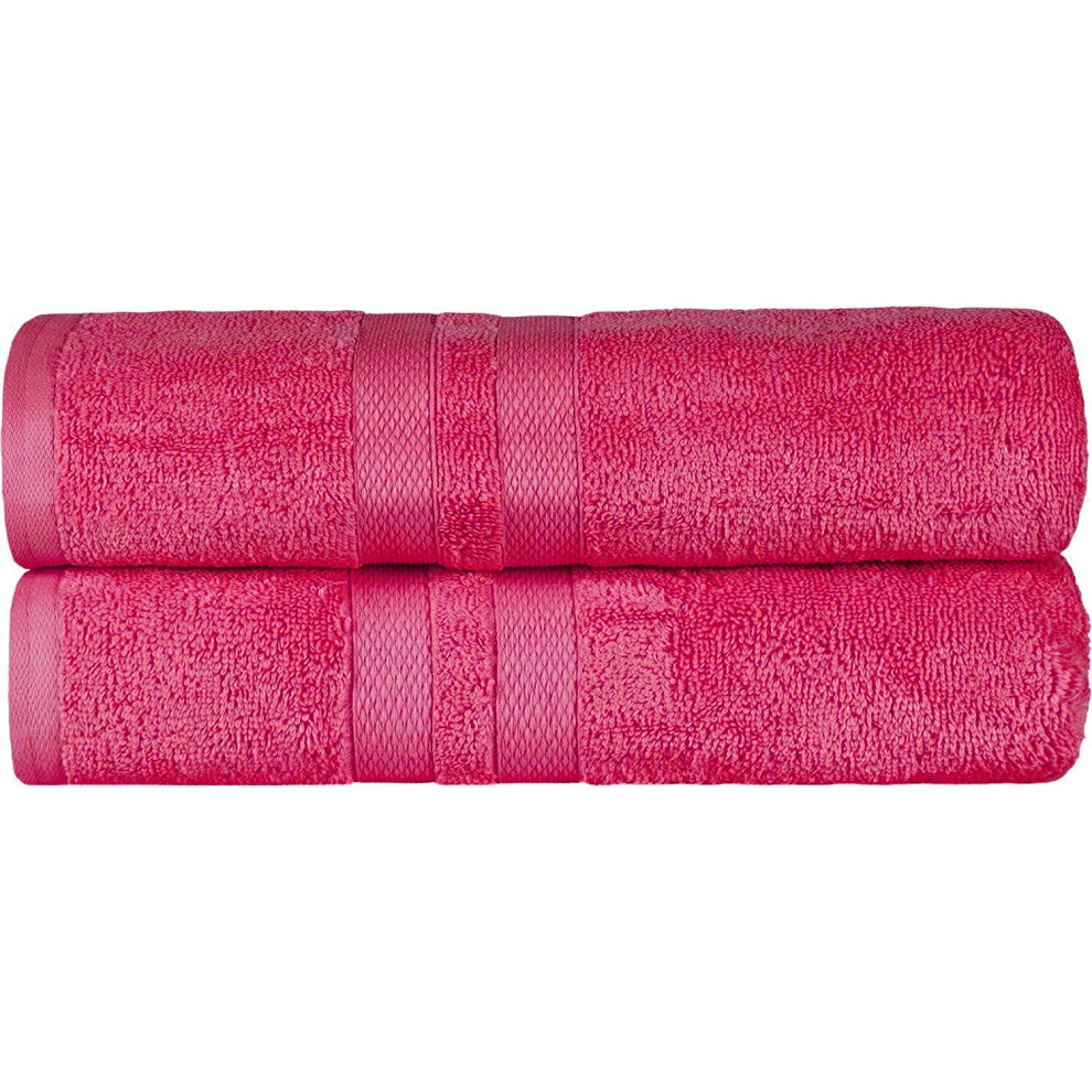 (Hot Pink) Pack of 2 Large Jumbo Bath Sheet Towels 100% Egyptian Cotton Big Bath Sheets Quick dry & Absorbent