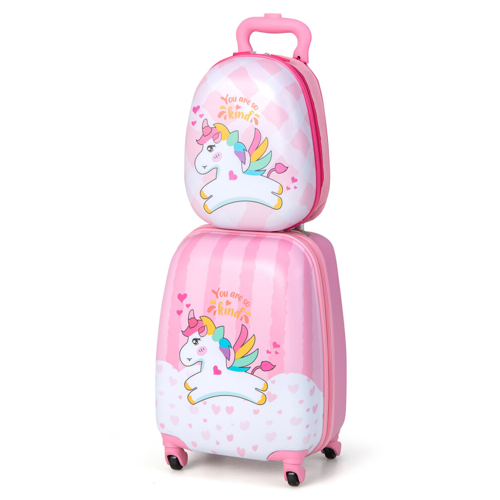 2PCS Kids Luggage Set 12" Backpack 16" Carry-on Suitcase with Wheels