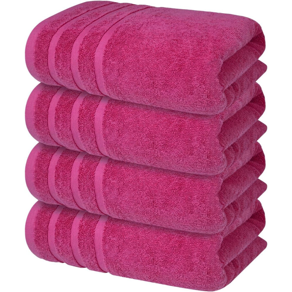 (Pink) 4 x Large Jumbo Bath Sheet Towel Set (75 x 150 cm-500GSM) Pure Cotton XL Bath Sheet Towels