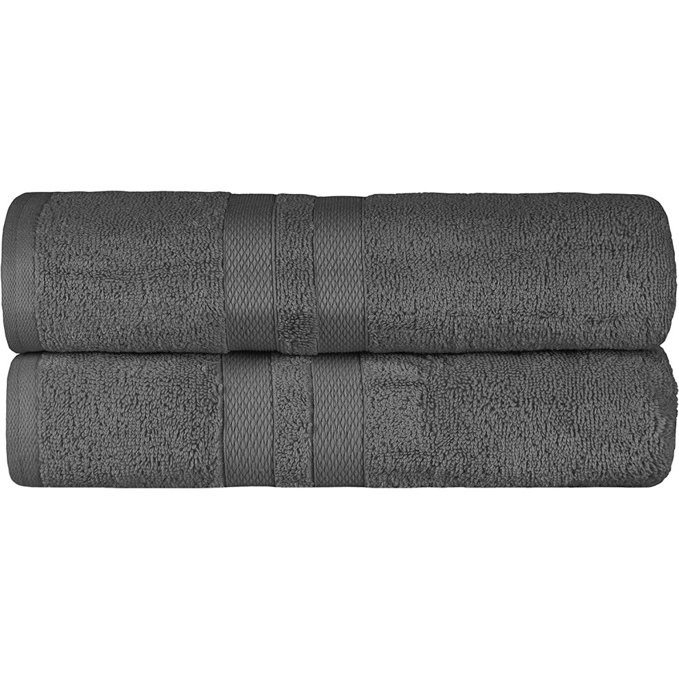 (Charcoal Grey) Pack of 2 Large Jumbo Bath Sheet Towels 100% Egyptian Cotton Big Bath Sheets Quick dry & Absorbent