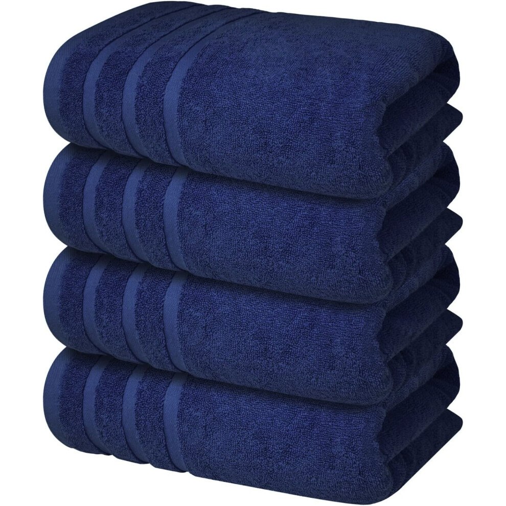 (Blue) 4 x Large Jumbo Bath Sheet Towel Set (75 x 150 cm-500GSM) Pure Cotton XL Bath Sheet Towels