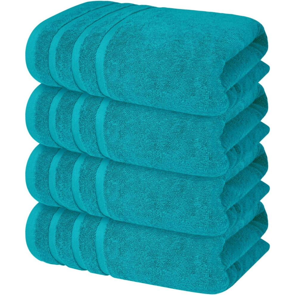 (Teal) 4 x Large Jumbo Bath Sheet Towel Set (75 x 150 cm-500GSM) Pure Cotton XL Bath Sheet Towels