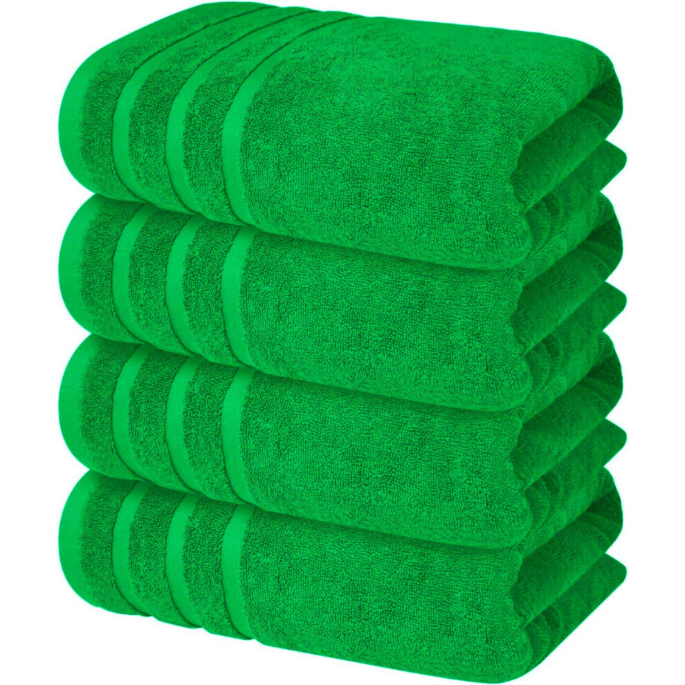 (Lime Green) 4 x Large Jumbo Bath Sheet Towel Set (75 x 150 cm-500GSM) Pure Cotton XL Bath Sheet Towels