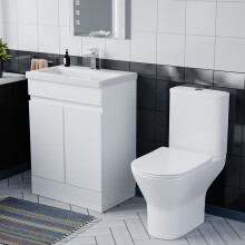 Nes Home 600mm Gloss White Basin Vanity & Close Coupled Rimless Toilet Set
