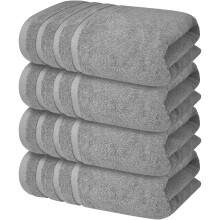 (Silver) 4 x Large Jumbo Bath Sheet Towel Set (75 x 150 cm-500GSM) Pure Cotton XL Bath Sheet Towels