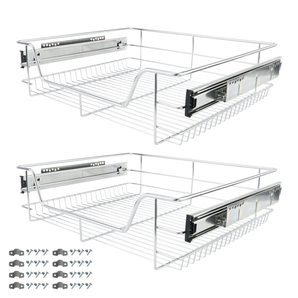 Arebos Sliding Drawer For Kitchen Cabinets And Fitted Cupboards - Additional Storage - 2X 60Cm