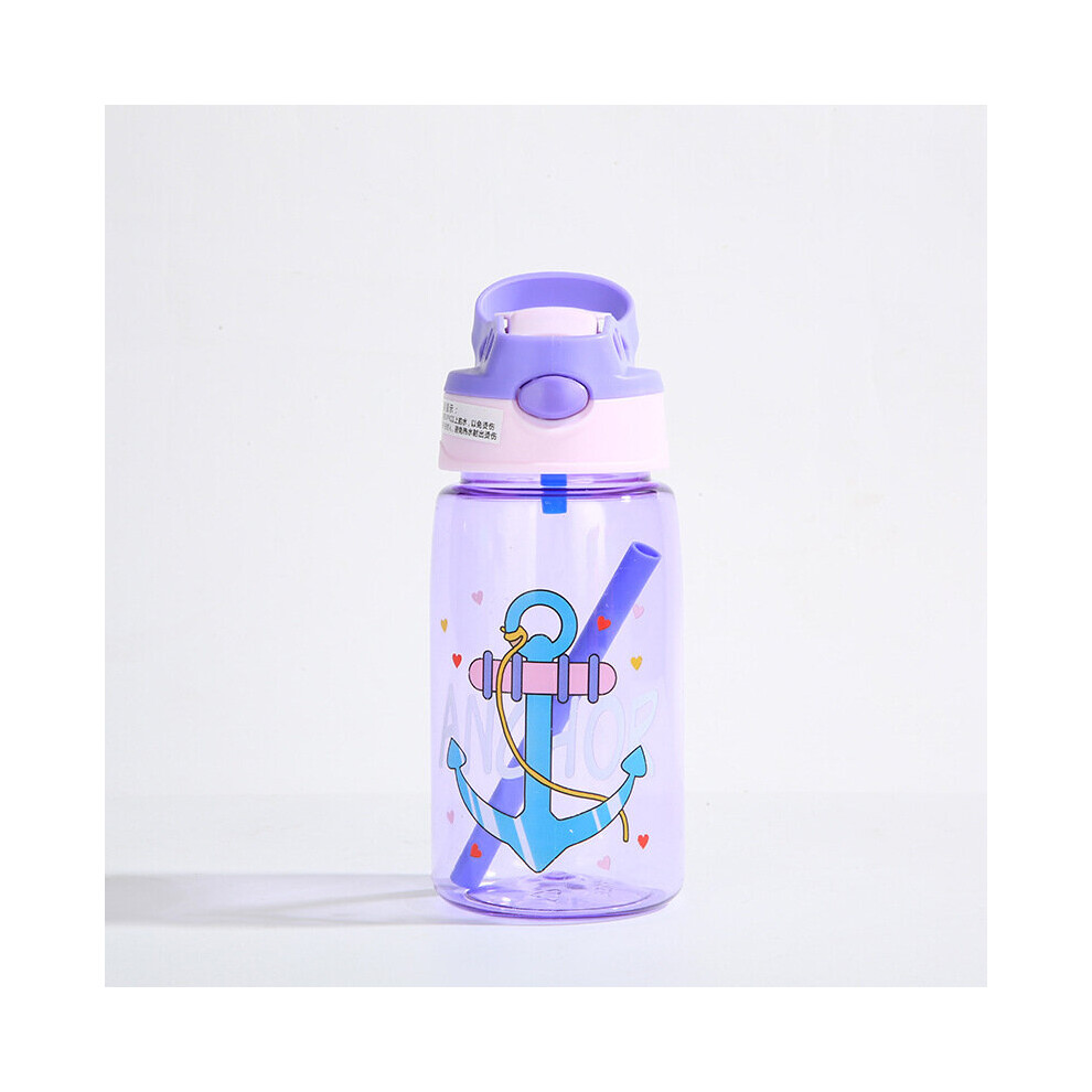 (Purple) Kids Water 480ml Bottles With Straws Children Sport Bottle Drinkware Summer Gift