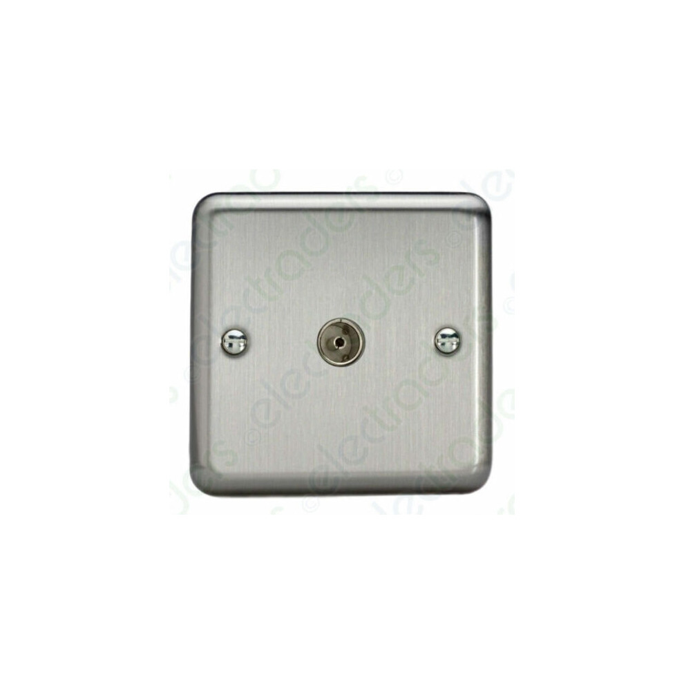 Varilight Coaxial Tv Aerial Socket 1 Gang Matt Chrome (Black Inserts) 5021575830859