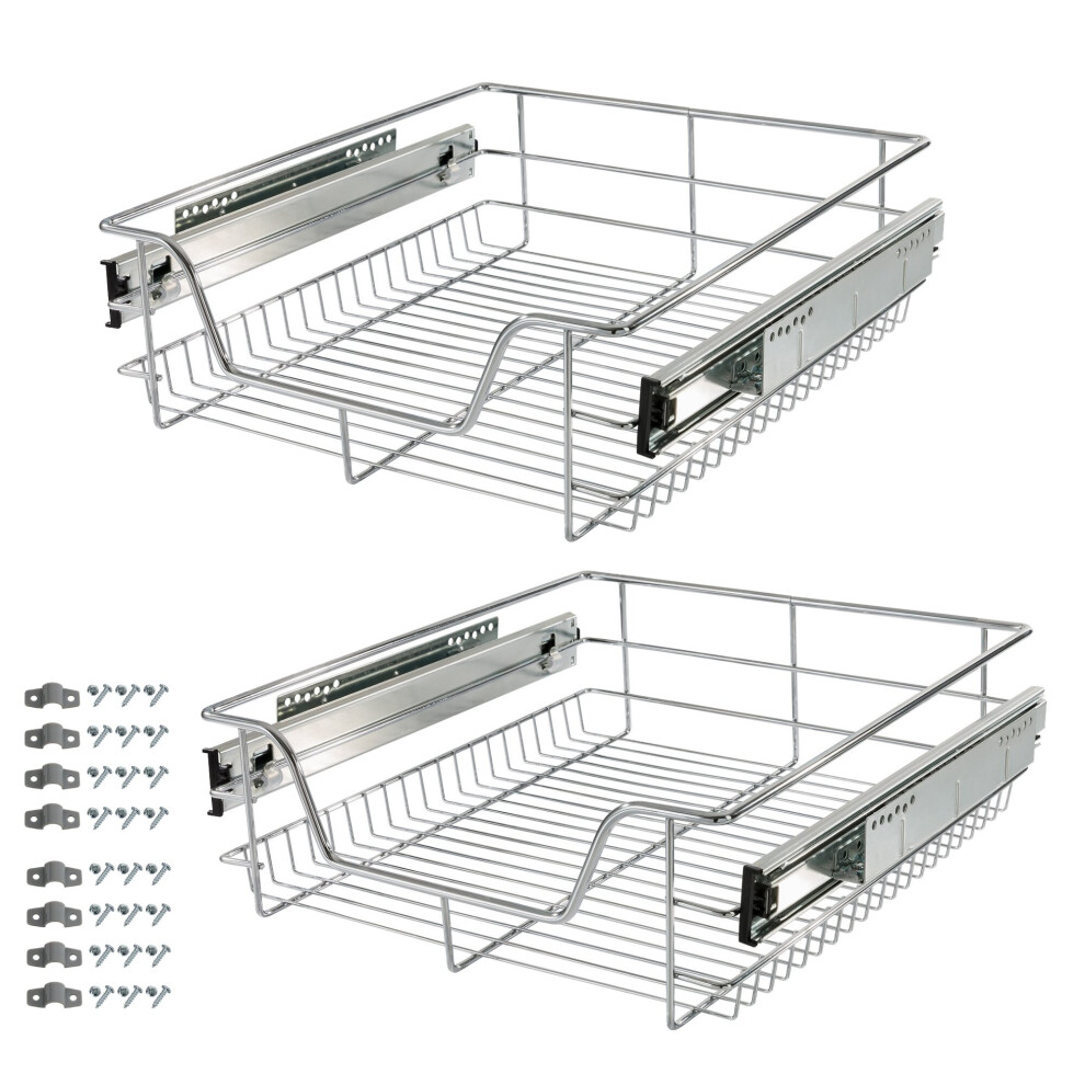 AREBOS Sliding drawer for kitchen cabinets and fitted cupboards | additional storage | 2x 50cm